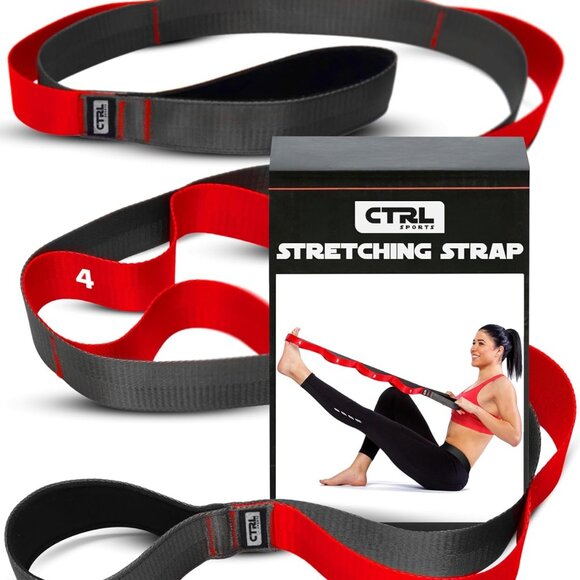 Stretching Strap with Loops - Non Elastic Stretch Band for Physical Therapy, Yog - Picture 1 of 9